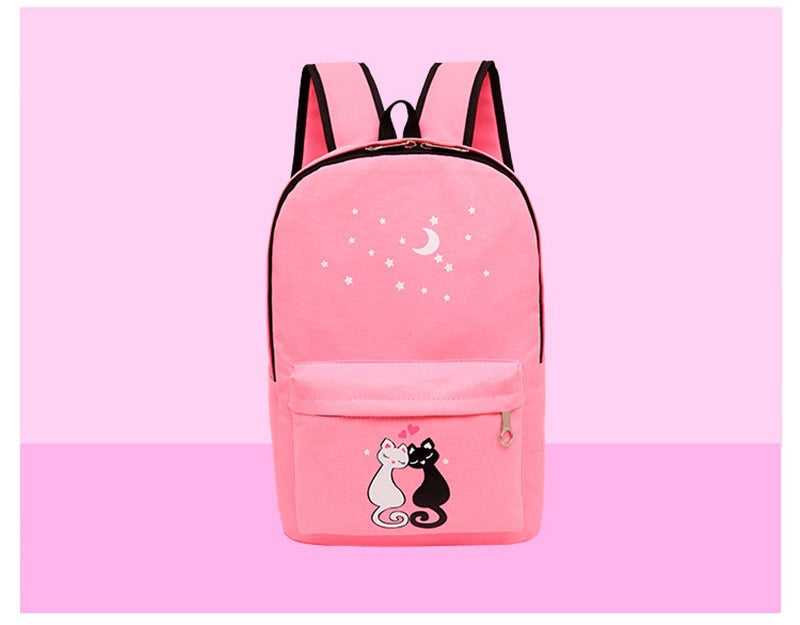 4-Piece School Bag Set/ backpack Children School Bags For Girls Boys Canvas School Bag Fashion Kids - dark blue